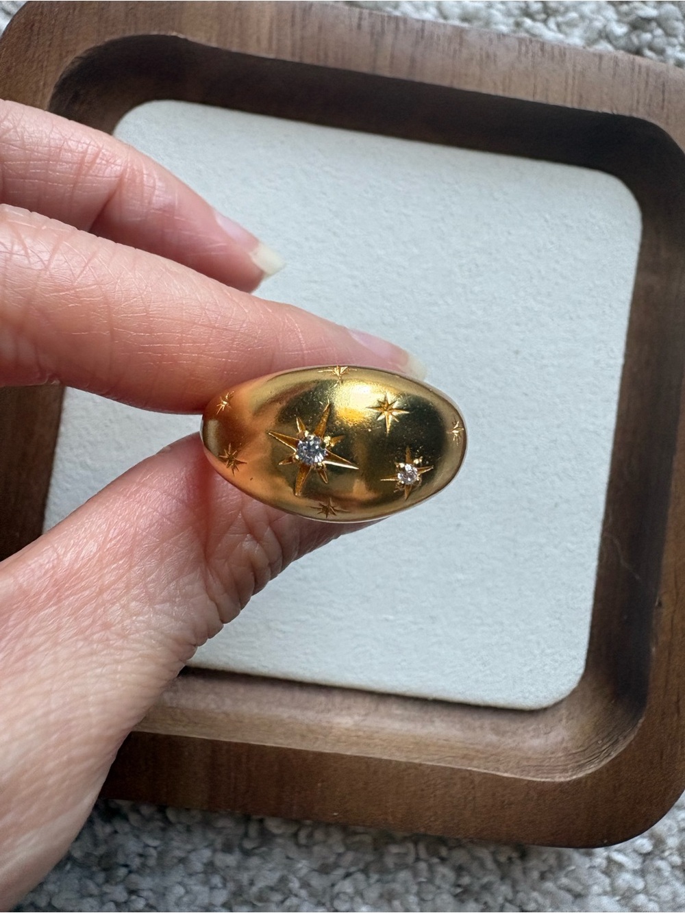 Julie Vos Gold Starburst Dome Ring with Sparkling Accents